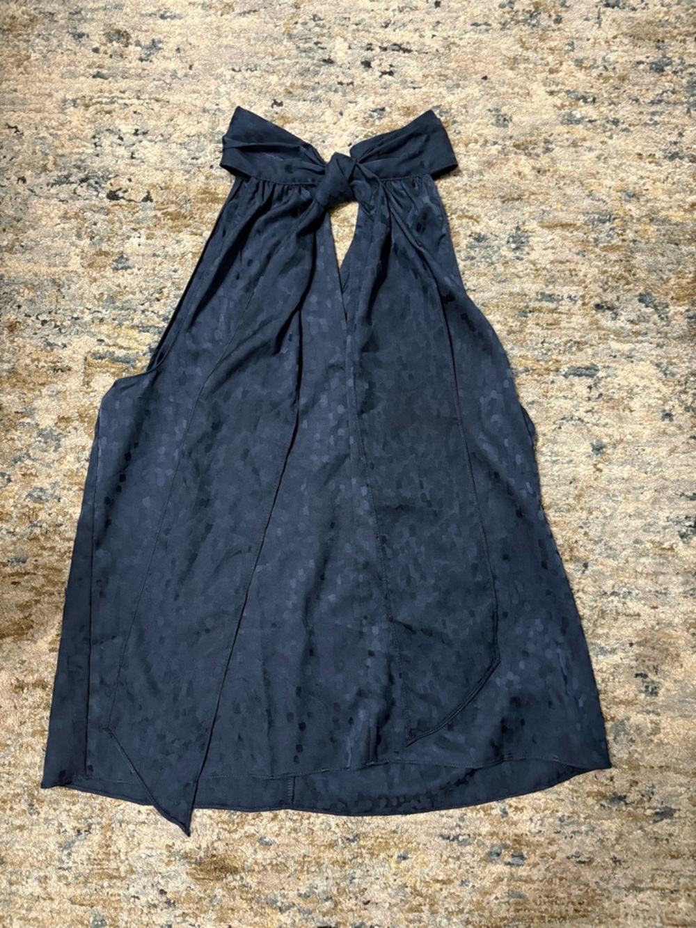 Worthington Navy Halter Tie Neck Blouse